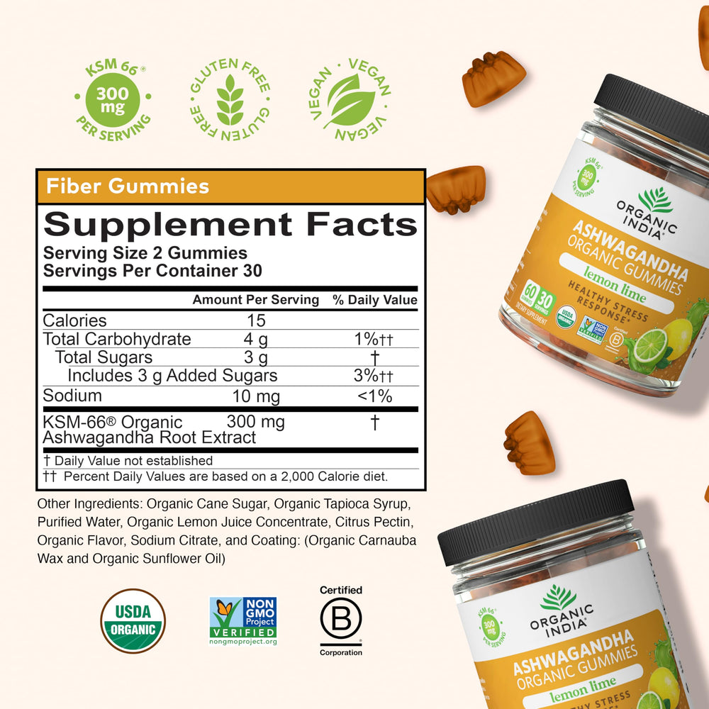 60-count bottle of Organic India Ashwagandha Gummies