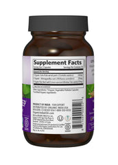 Organic India Peaceful Sleep capsules close-up illustrates natural herbal ingredients for relaxation.