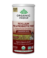 Front view of ORGANIC INDIA Psyllium Husk Powder Cinnamon 10 oz bottle