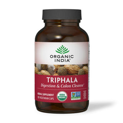 Organic India Triphala Capsules bottle on white background