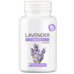 Organic lavender capsules bottle with packaging