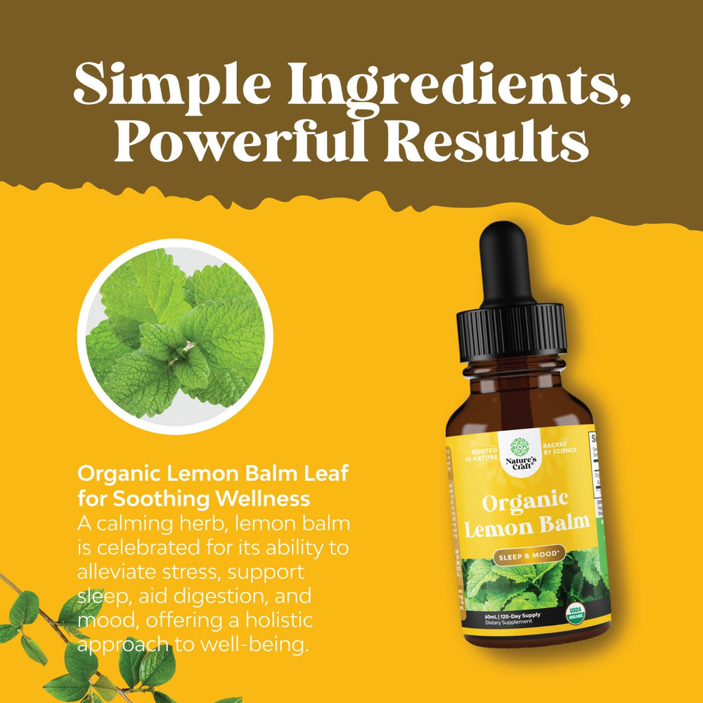 Kid-friendly lemon balm drops bottle with gentle labeling