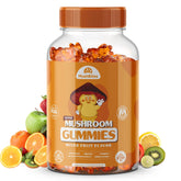 Bottle of Organic Lion's Mane Mushroom Gummies with label