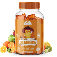 Bottle of Organic Lion's Mane Mushroom Gummies with label