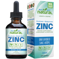 Bottle of Organic Liquid Zinc Drops with label
