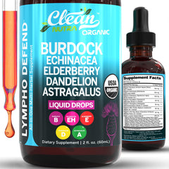 Front view of Organic Lymphatic Drainage Drops bottle