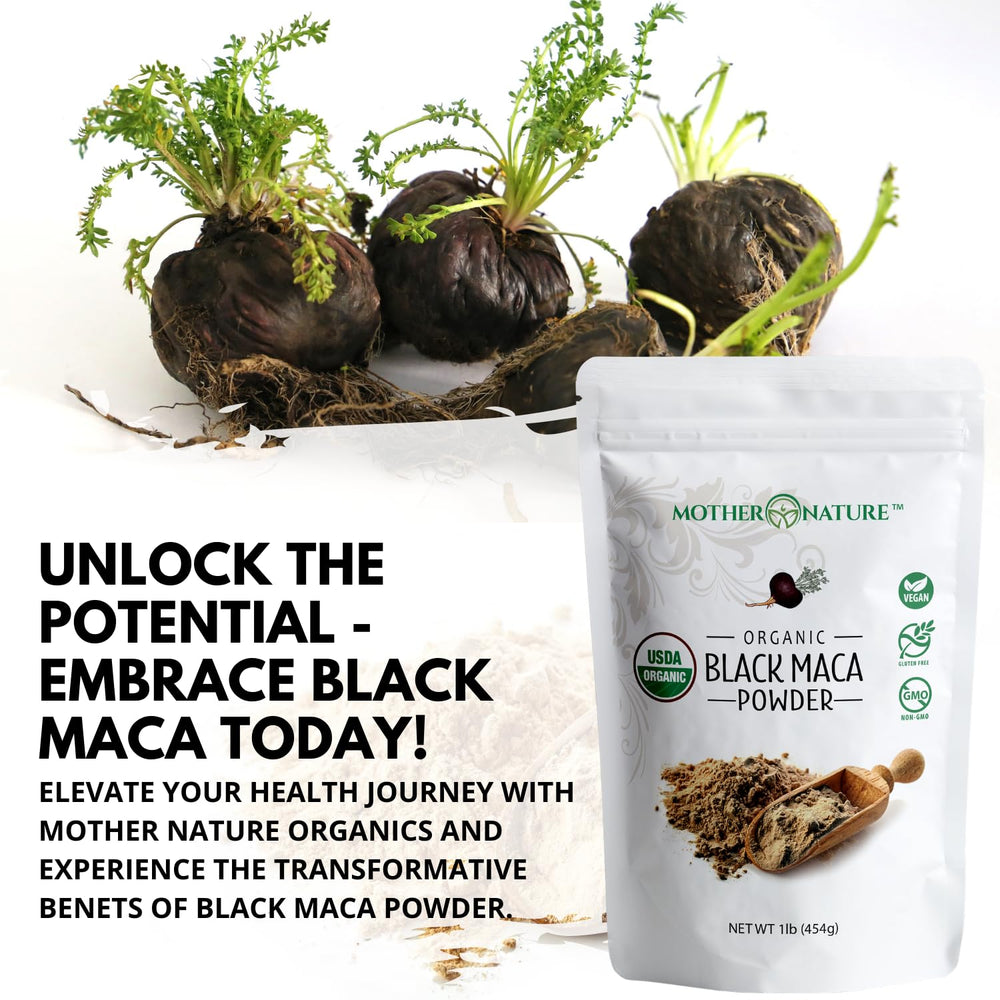 USDA Organic and Non-GMO labels on maca powder packaging