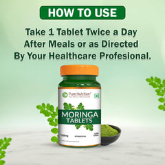 Ingredient list featuring organic moringa and plant-based components