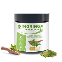 Jar of Organic Moringa and Matcha Powder