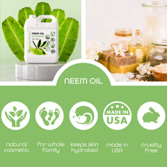 Herbal beauty and plant care setup featuring neem oil for skin, hair and plants