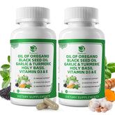 Bottle of Organic Oil of Oregano Capsules with Black Seed Oil