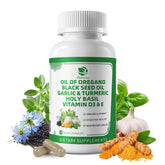 Bottle of Organic Oil of Oregano Capsules with label