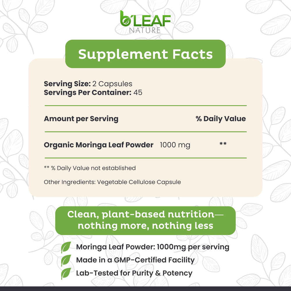 Organic oleifera moringa leaf powder
