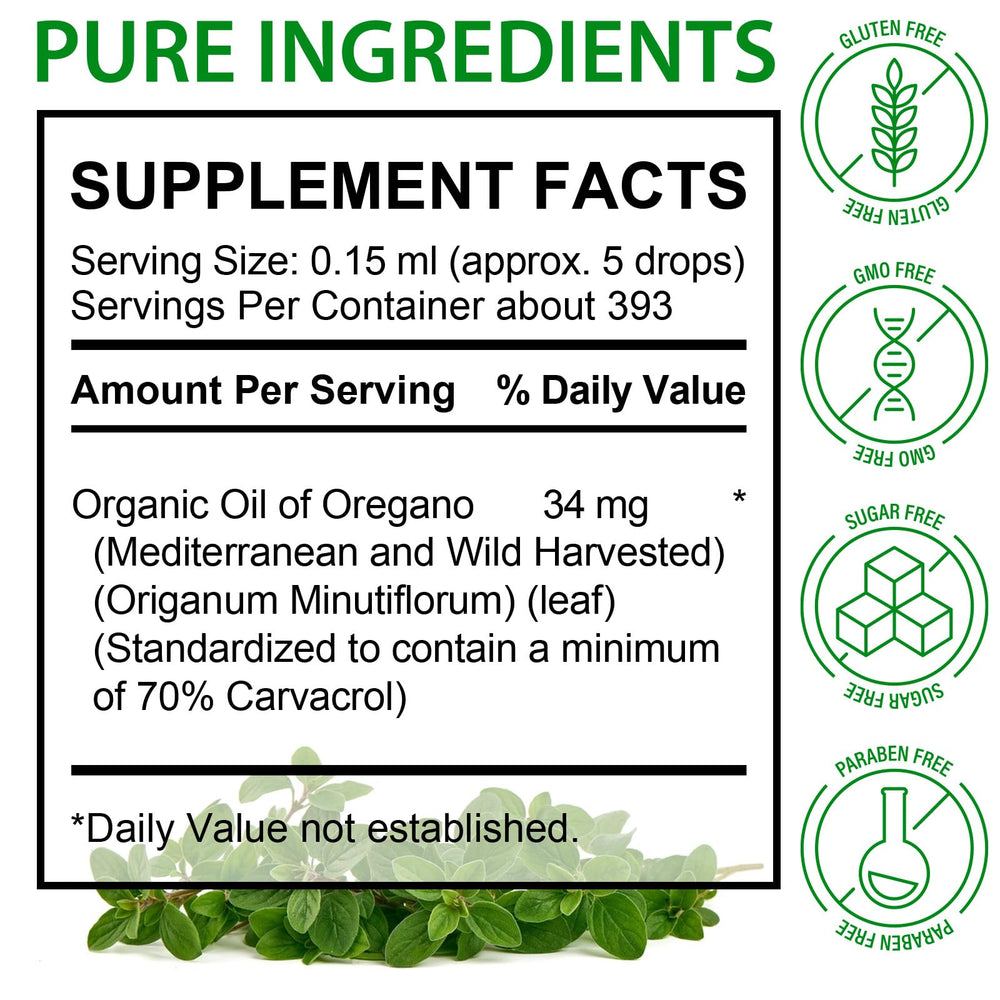 Organic oregano oil with at least 70% carvacrol