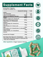 Bottle on green background showcasing Organic Oregano Oil Capsules packaging