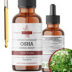 Bottle of Organic OSHA Root Tincture with label