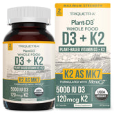 Organic Plant D3 + K2 bottle label (60 count) vegan capsules