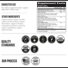 USDA Organic certified, Made in USA and third-party tested claim on bottle