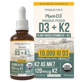 Organic Plant D3 + K2 drops bottle with label