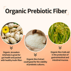 Organic prebiotic blend included in the probiotic formula