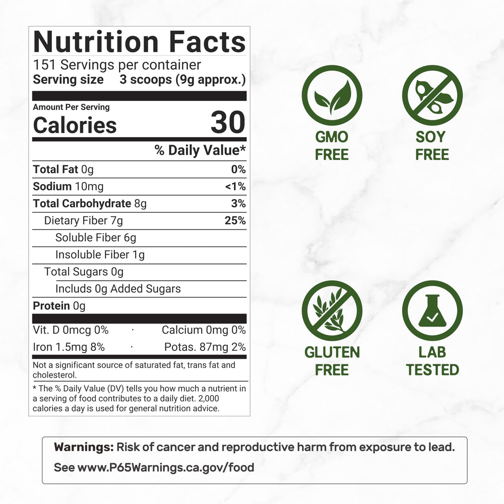 Container label for Organic Psyllium Husk Powder 3lb