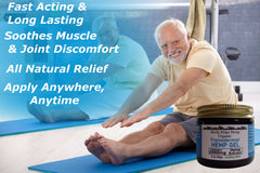 Lifestyle shot of hemp gel with calming blue-green background