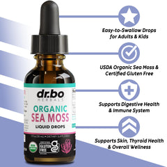 Close-up of organic seamoss liquid drops