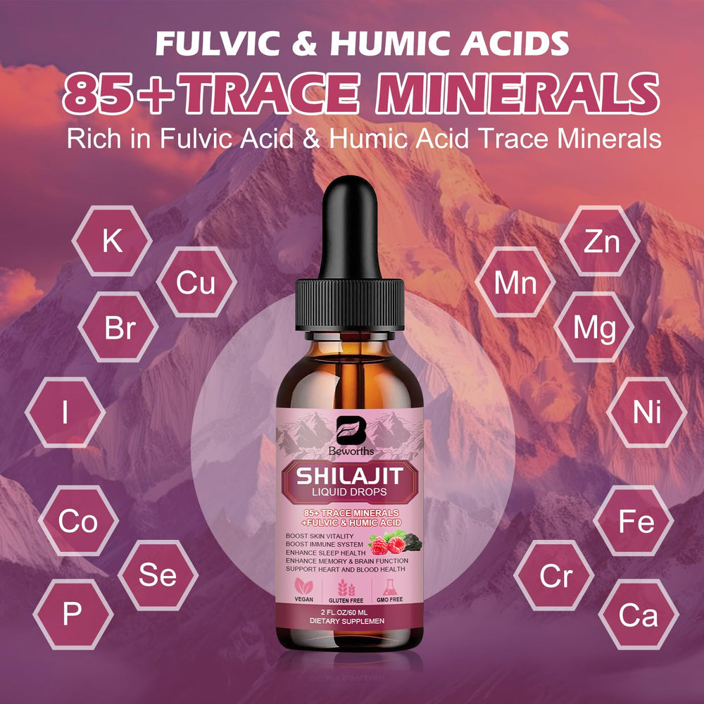 Organic Shilajit resin with 85+ minerals concept