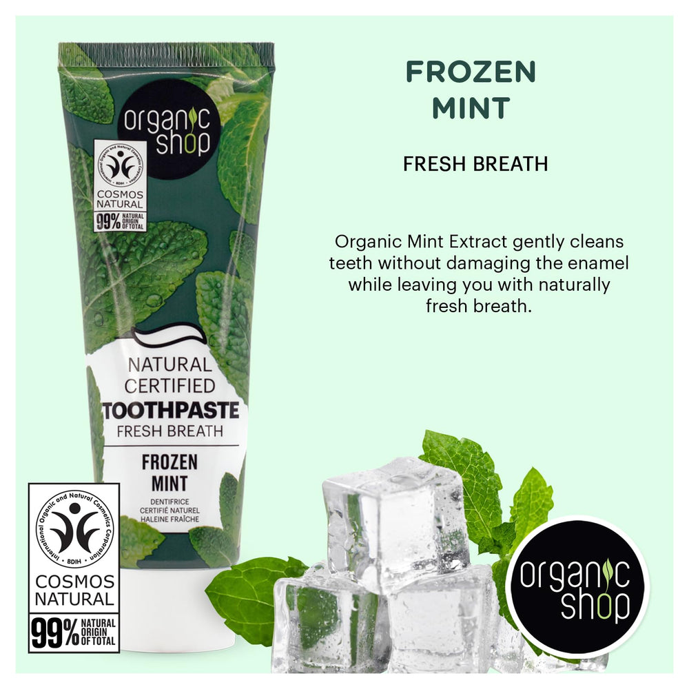 Close-up of natural mint and ingredients in toothpaste