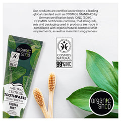 COSMOS Natural certified logo on toothpaste packaging