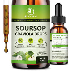 Organic soursop graviola liquid drops bottle with apple flavor - 2 oz