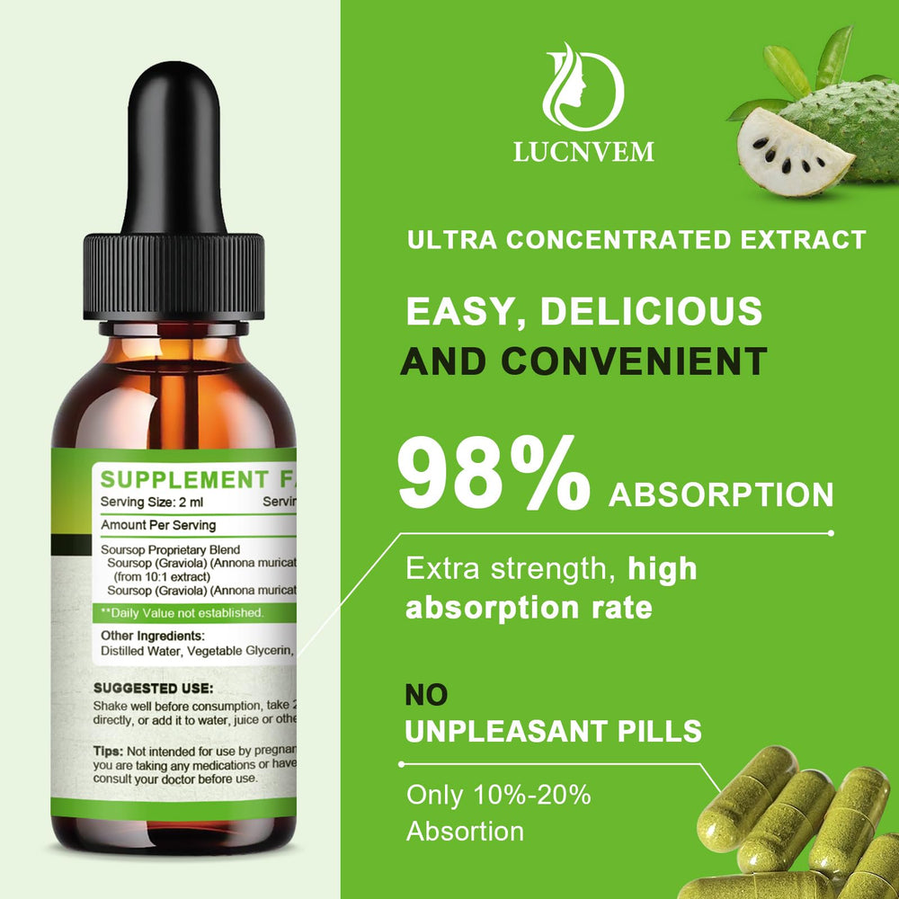 Close-up of apple flavor label on soursop drops bottle