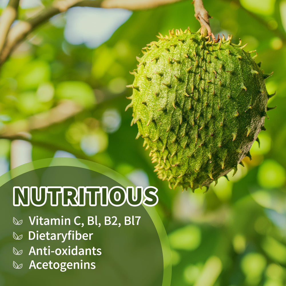 Label showing organic soursop extract ingredients