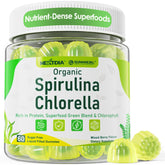 Front packaging of Organic Spirulina & Chlorella Gummies