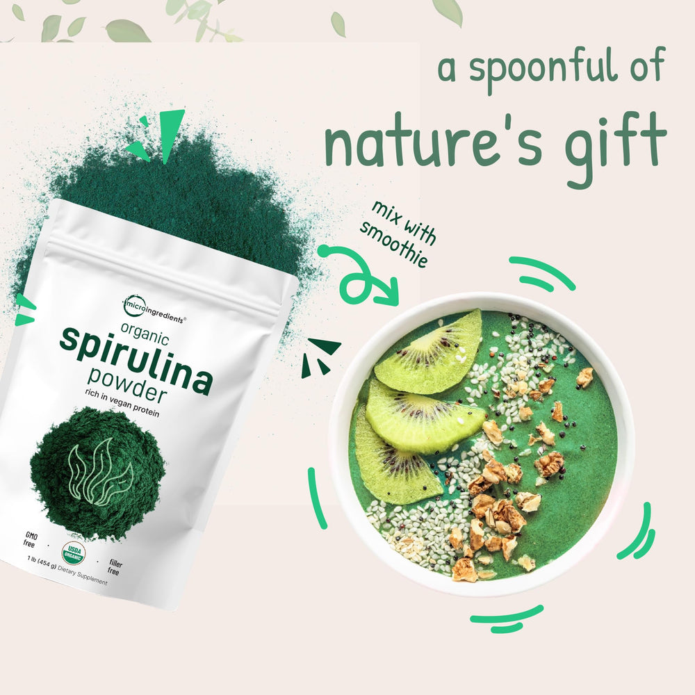 Nutrition facts panel for spirulina powder