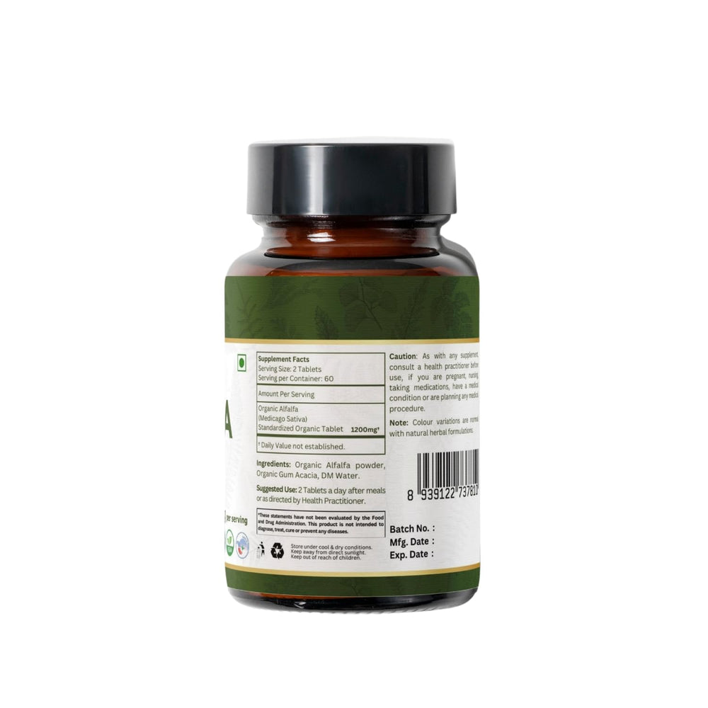 Vitamin and mineral content visuals for Organic Spree Alfalfa