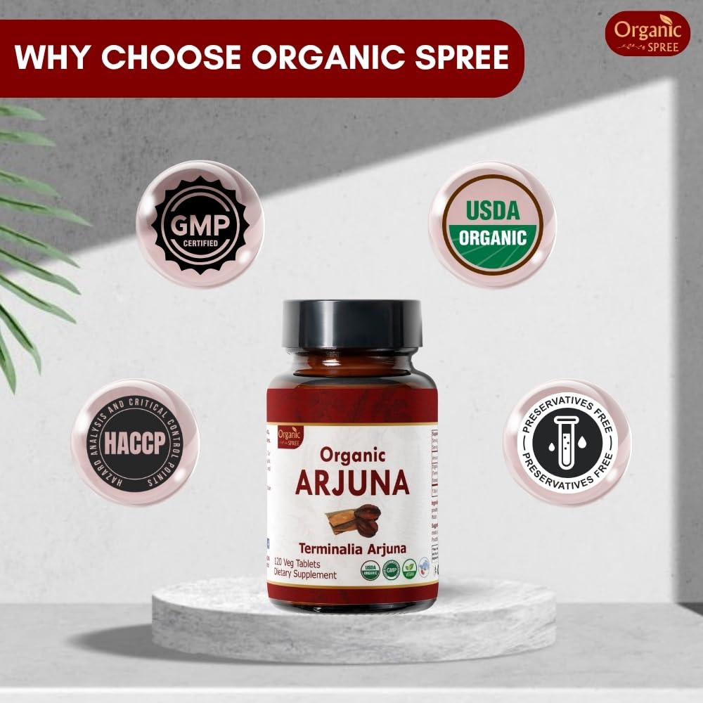 Herbal heart health supplement concept with Arjuna imagery