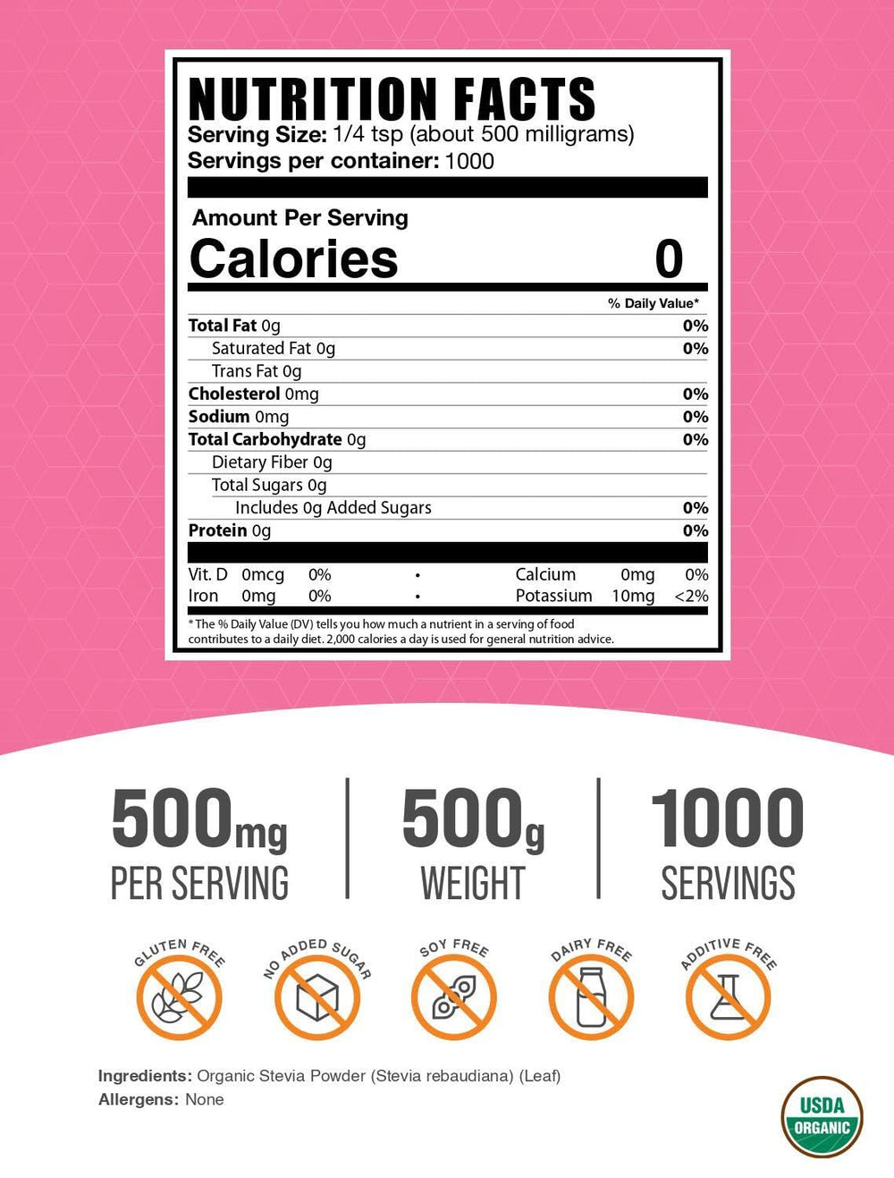 Close-up of Organic Stevia Powder 500g