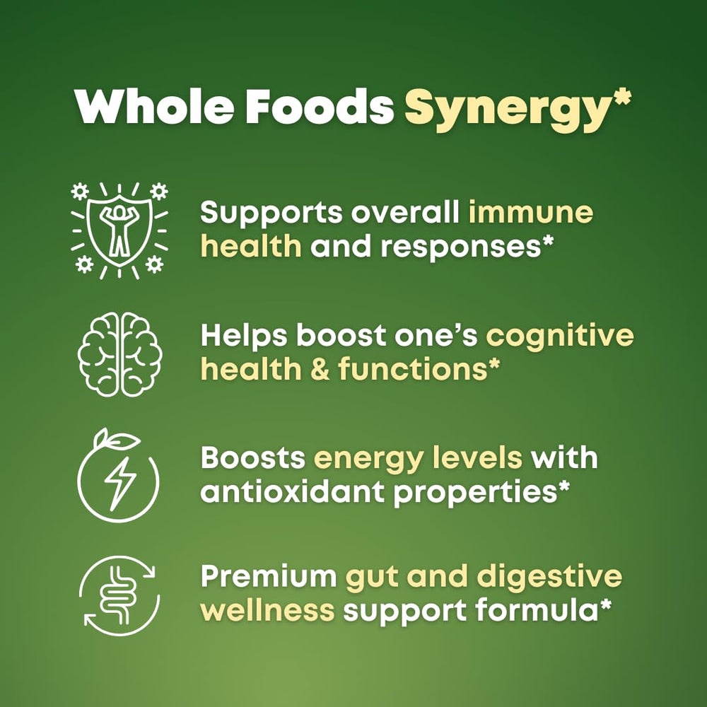 Wheatgrass, kale and other greens forming the Super Greens blend