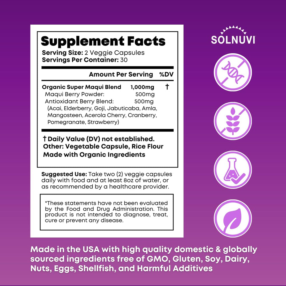 Bottle of Organic Super Maqui Berry Capsules