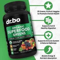 Assorted organic greens and fruits powder ingredients