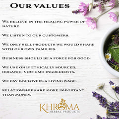 Product label and packaging of Khroma Herbs Organic Trace Minerals