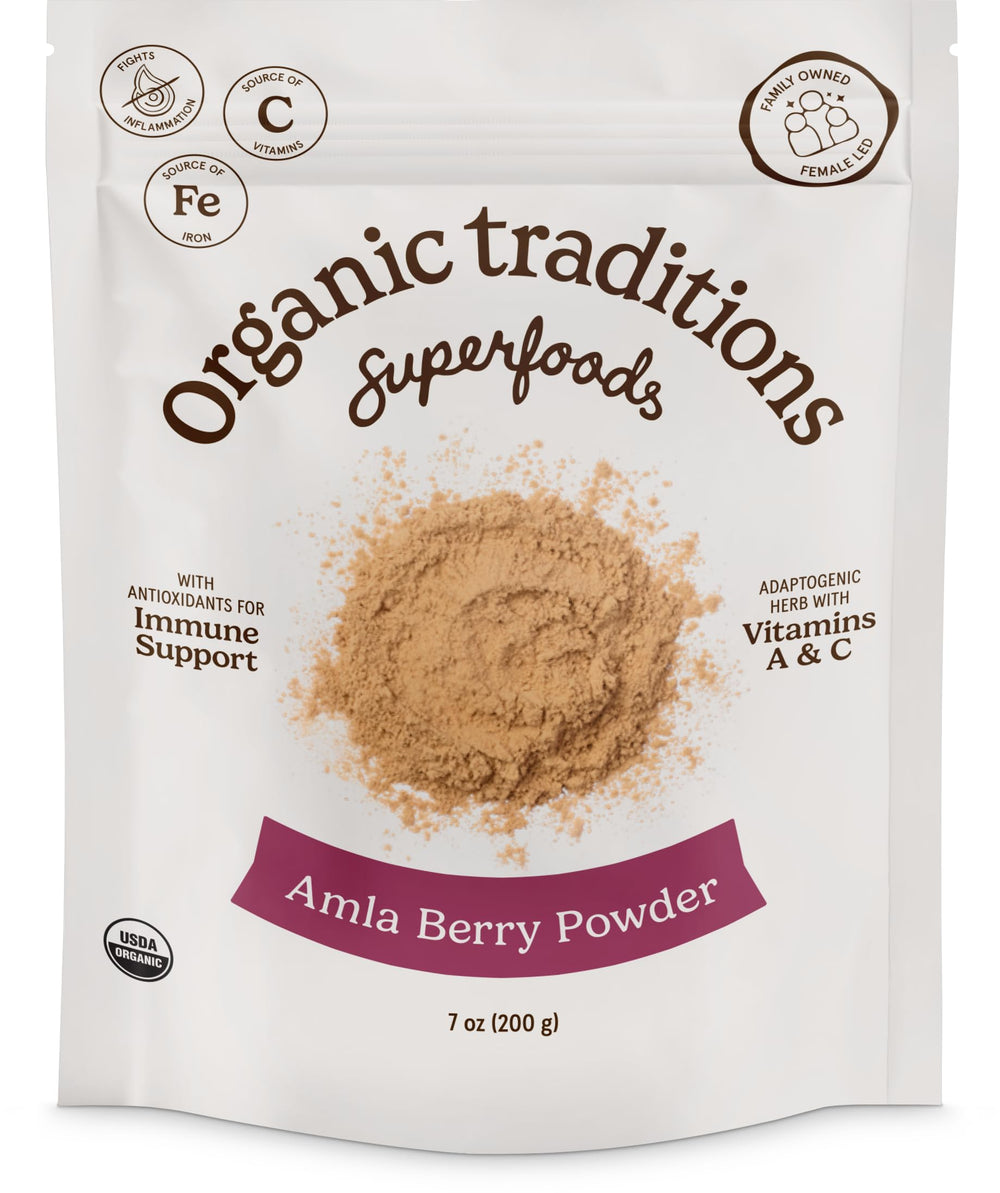 Front view of Organic Traditions Amla Berry Powder 7oz (200g)