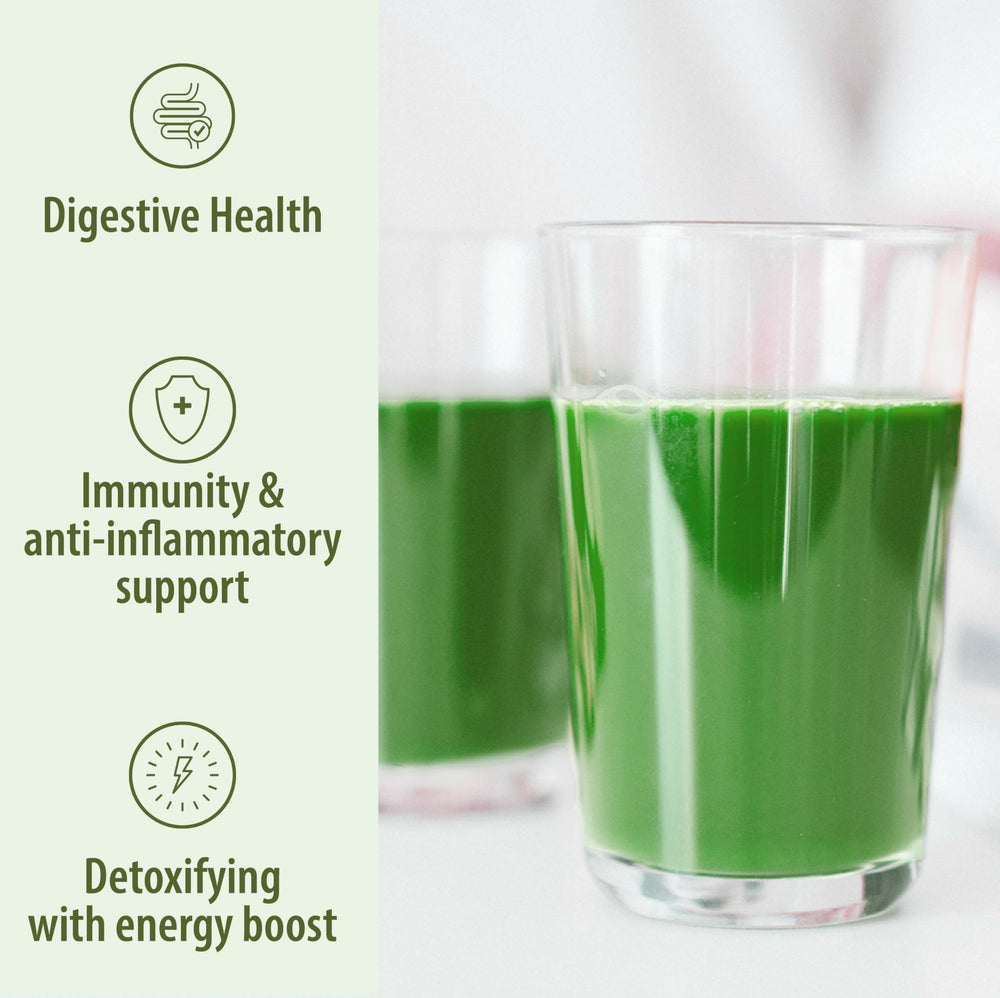 Organic certified wheat grass powder label