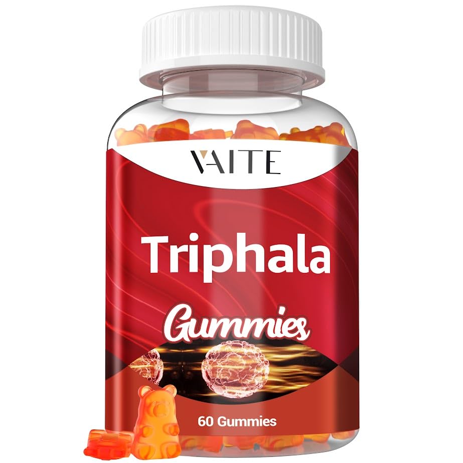 Organic Triphala Gummies bottle with label showing 60 gummies