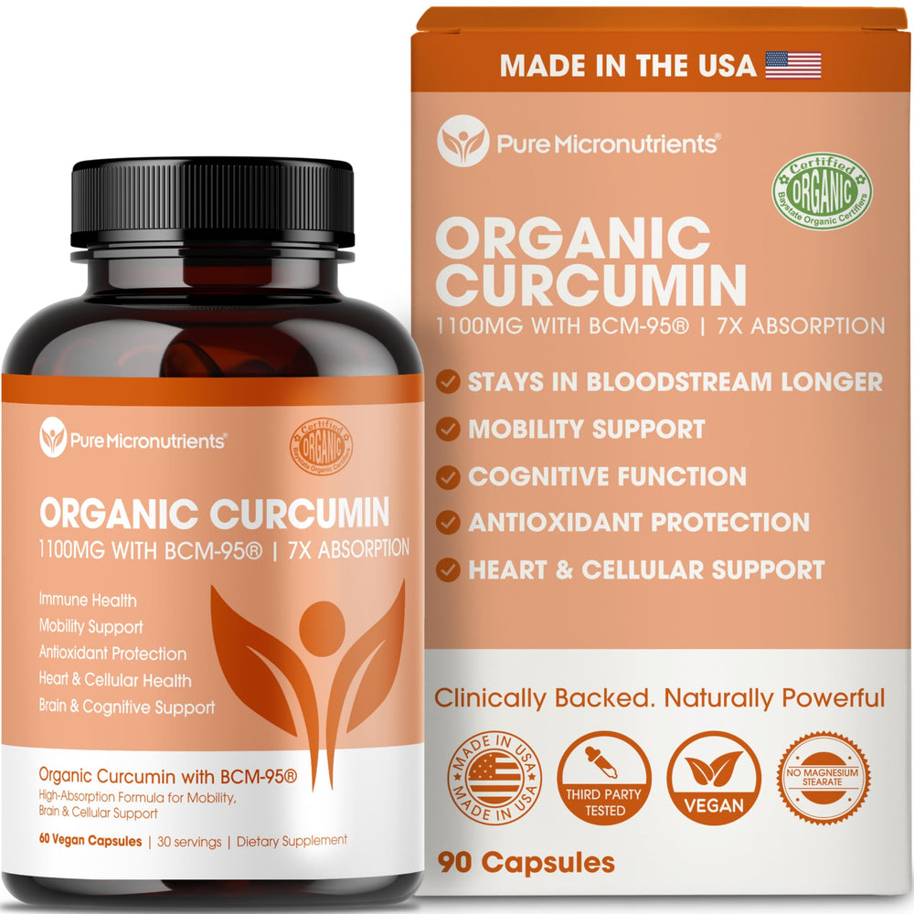 Organic Turmeric Curcumin bottle with Black Pepper BCM-95 - 60 vegan capsules