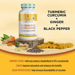 Graphic showing 940 mg turmeric root and 500 mg turmeric root extract
