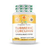 Organic Veda Turmeric and Ginger Capsules bottle with 300 veggie caps