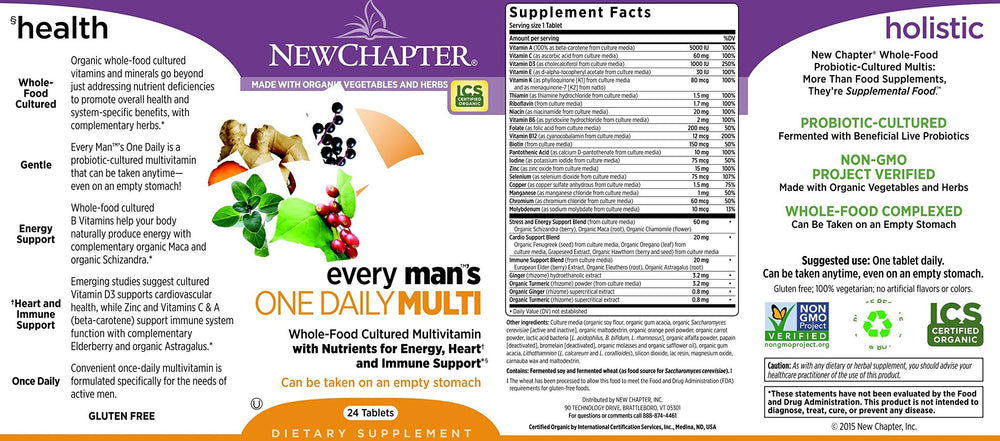 Organic vegetables and herbs used in New Chapter Every Man's One Daily