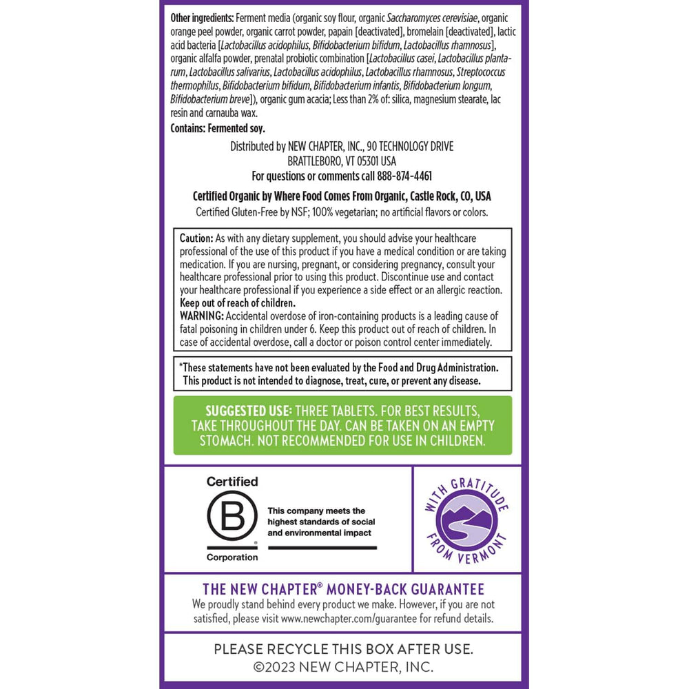 Certified Organic vegetables and herbs used in prenatal vitamins